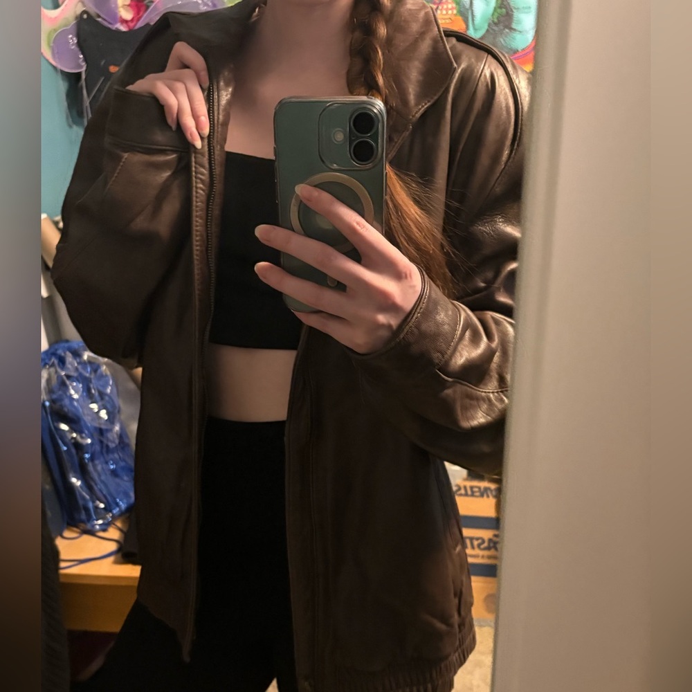 Casablanca 80s Vintage Bomber Leather Jacket (large)